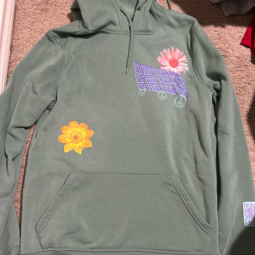 Green floral hoodie
